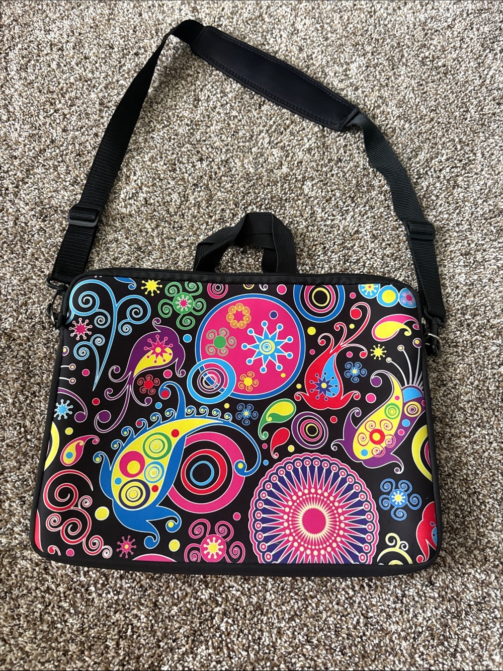 Colorful Swirl Women's Laptop Tote Bag - Black Multi